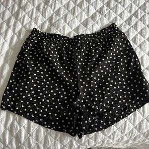 New without tags, high waisted elastic waisted black/nude polka dot shorts